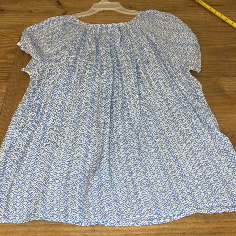 Bit & Bridle Women’s Boat Neck Short Sleeve Blue/white Top Size 1X Lightweight - Picture 10 of 10